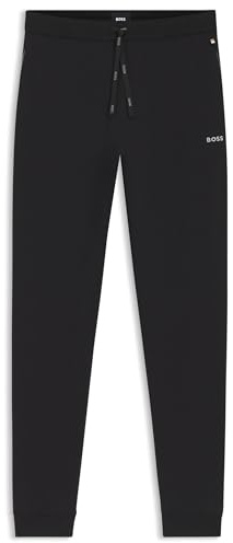 BOSS Mens Mix&Match Pants Embroidered-Logo Tracksuit Bottoms in Stretch Cotton Black