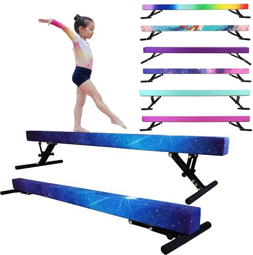 Seliyoo Trave di equilibrio regolabile per bambini, 2,4 m, per tutti i livelli di ginnastica, travi alte e inferiori, attrezzatura da ginnastica per adolescenti e adulti, uso domestico e in palestra
