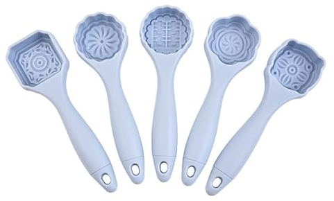 Lot de 5 moules à gâteau de lune Maamoul en plastique - Moule à gâteau de lune oriental - Moule à biscuits en plastique pour pâtisserie