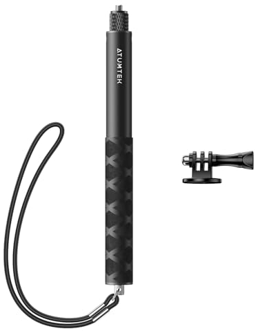 ATUMTEK Perche à Selfie Invisible 114 cm, Compatible avec Caméra d’Action X3, One X/X2, One R/RS,GO2, Hero 12/11/10/9/8/7, Osmo Action, Selfie Stick pour Sports de Plein Air, Adaptateur Inclus