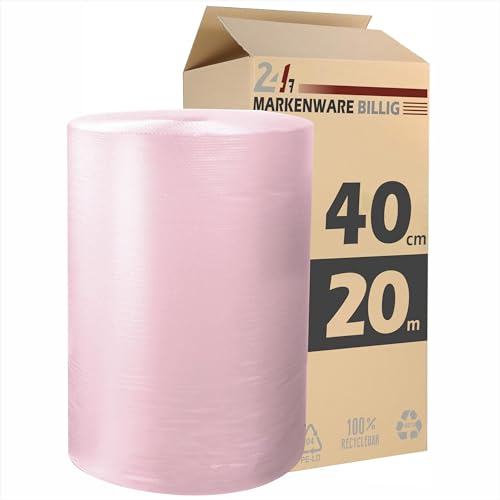 Luftpolsterfolie kleine Rolle 40cm x 20m Noppenfolie - Bubble Wrap Verpackungsmaterial - Polster - Pack - & Verpackungsfolie (1x 40cm x 20m)