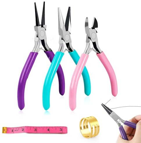 3 alicates para joyería - juego de herramientas con pinza redonda, pinza de punta y cortador de alambre, ideal para reparación y manualidades