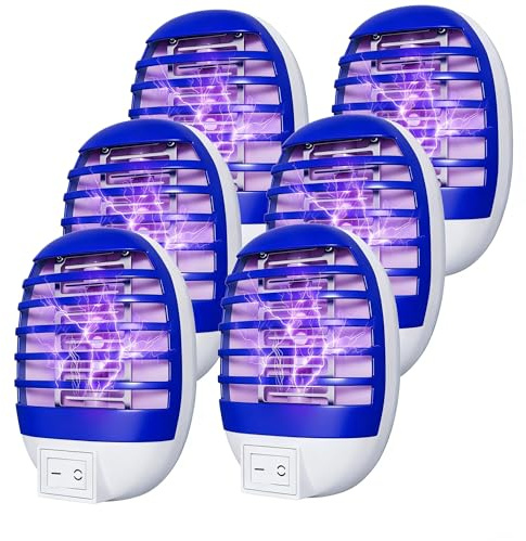 6 Pack Plug in Bug Zapper Indoor Flying Insect Trap, Electronic Mosquito Zapper Gnat Traps with LED Light for Patio, Bedroom, Kitchen, Office