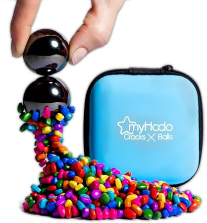 MyHodo Crack Magnets Bundle | 2X Boules Magnétiques Fortes (33mm) & 550+ Pierres Magnétiques Colorées (~6mm) | Jeu Sensoriel Magnétique pour ASMR & Créativité | Cadeau Anti-Stress | Jouet TDAH