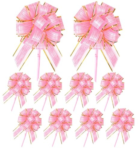 Grands Nœuds à Tirer pour Cadeau,10 Pcs Noeuds d'emballage Cadeau Nœuds à Tirer en Ruban Noeud Cadeau Grands Nœuds Rubans pour Artisanat Emballage Mariage Anniversaire Noël Voiture