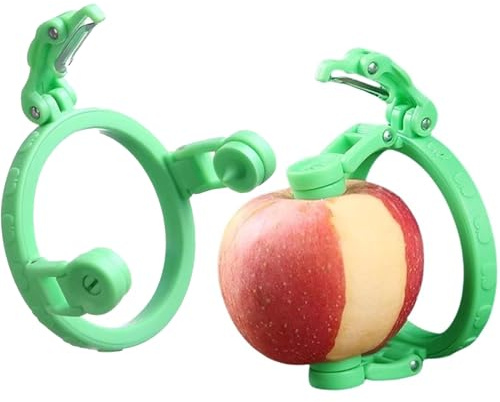 Portable Handheld Apple Peeler, New Upgraded Manual Rotating Apple Pear Peeler, Adjustable Fruits Peeling Machine, Foldable Fruit Skin Remover Set for Potato Apple Pear Peach Kiwis & More(2, Green)