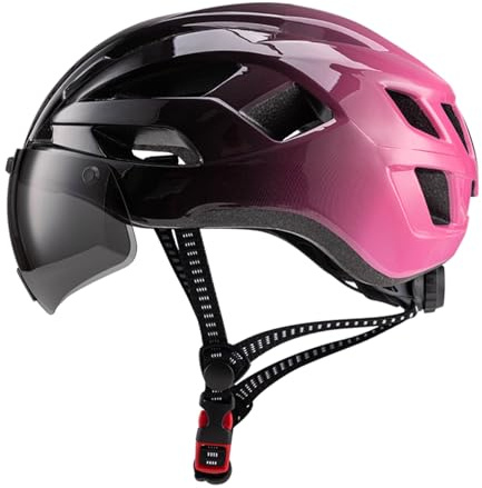 SOUUXIU Adjustable Bike Helmet Lightweight Cycle Helmet, Magnetized Goggles, and Ventilated Design, LED Tail Light Suitable for Road Mountain Bikes Men Women Adult Cycling Helmets