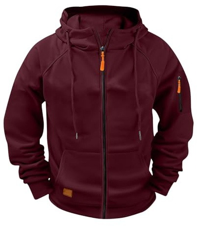 YCBMINGCAN Sweat à capuche zippé pour homme - Veste polaire fonctionnelle à manches longues avec poches zippées - Veste de mi-saison pour le sport, le travail et l'extérieur