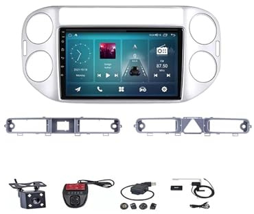 Radio para Coche Android de 9 Pulgadas con GPS, WiFi, Bluetooth y CarPlay, Reproductor Multimedia para Volkswagen Tiguan 1 NF (2006-2016) - Sistema estéreo EK1 WiFi 1G+16G