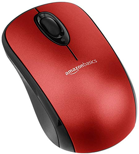 Amazon Basics Kabellose Computer-Maus mit USB-Nano-Empfänger, Rot