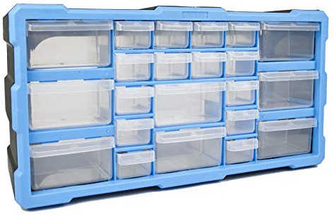 TekBox DIY Tool Bits Storage Organiser Unit - Workshop Parts Craft Box Cabinet (22 Drawer)