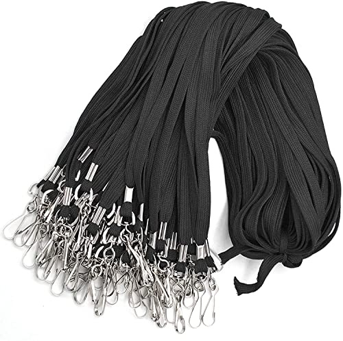Bird Fiy Black Lanyard 100 Pack Bulk Badge Lanyards for ID Badges Neck Cruise Name Tag ID Holder