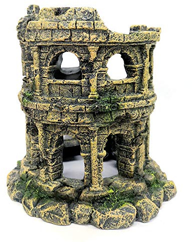 M2cbridge Antique Roman Column Ruins European Castle Aquarium Decorations Fish Tank Hideout Rocks (Roman Column Round)