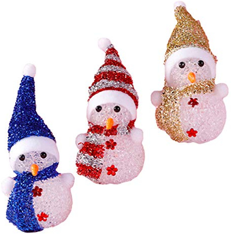 3Pcs Snowman Christmas Lights Xmas Night Lights LED Light Up Snowman Figurine Lamp Table Desk Decoration for Patio Festival Party (White)