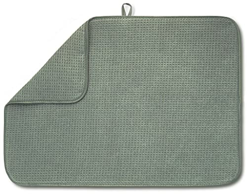 Bellemain XXL Dish Mat 24 x 17 (Largest MAT) Microfiber Dish Drying Mat, Super Absorbent by (Green)