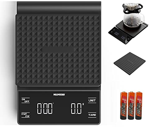 Nilpferd Digitale Kaffeewaage mit Timer, hohe Präzision 0,1g/3 kg, Espressowaage mit LED-Touchscreen, küchenwaage digital, Lebensmittelwaage, Haushaltswaage, Batterien im Lieferumfang enthalten