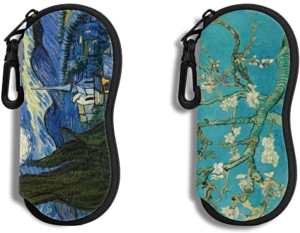 Lot de 2 étuis Étui à Lunettes Lunettes de Soleil Pochette Souple Avec Clip de Ceinture étui à Lunettes Ultra Léger en Néoprène à Fermeture éclair Lunettes de Soleil Imprimées pour Hommes et Femmes