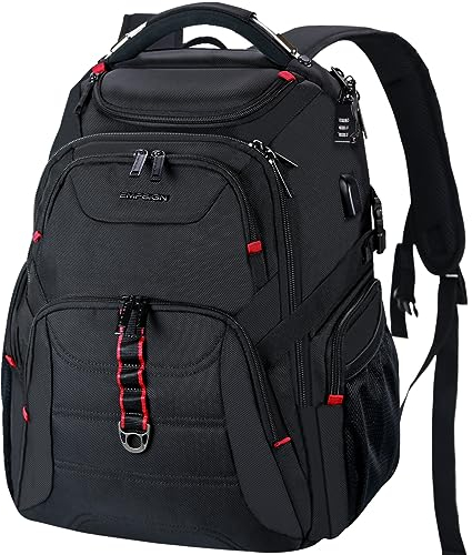 EMPSIGN Mochila Portatil 17 Pulgadas Mochila Hombre Grande Impermeable Antirrobo Mochilas Ordenador Portatil con Puerto USB Mochila Portatil Bolsa para Negocio Trabajo Diario Viaje Escolares - Negro