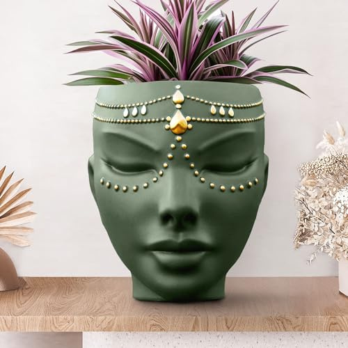 Bossa Linda Fioriera a forma di testa, decorazione per interni ed esterni, regalo per gli amanti delle piante, per superficie piana o montaggio a parete, fioriera unica per fiori, piante grasse e