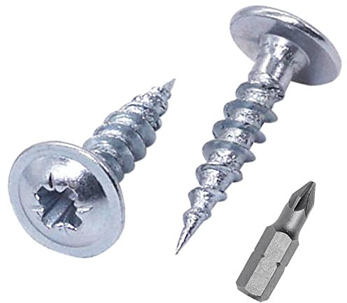 SKIR'CO (500 Stück) Verzinkter Stahl 3,5 x 10 mm Silber Holzschrauben, Metallschrauben, Tellerkopfschrauben Oblatenkopf, Pozidriv, selbstschneidend