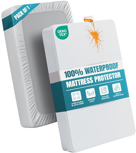 Utopia Bedding Wasserdichter Matratzenschoner, 90 x 200, für Matratzen bis zu 30 cm Höhe, Leichter und Weicher Jersey-Matratzenbezug mit Dehnbaren Seiten - weiß