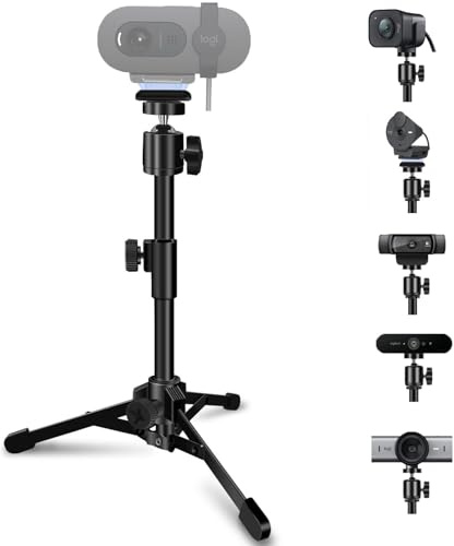 Desktop Webcam Tripod Stand, Portable Webcam Mount Holder with Magnet Mount and 1/4 Thread Compatible with Logitech Webcam MX Brio 4K,C920,StreamCam,C930,C922,C925e,C615,Brio 500 300 100 Webcams (1)