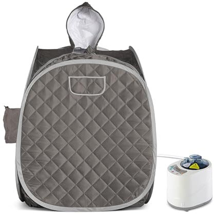 Manta de sauna, Kit de sauna portátil for una persona de cuerpo completo en casa, tienda de campaña con sombrero de spa, incluye izador de 2 litros con control remoto , Sauna de vapor portátil(Gray-bo