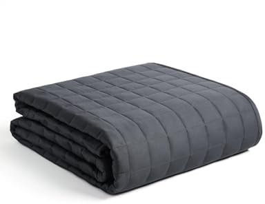 YNM Weighted Blanket,100% Oeko-Tex Certified Cotton Material with Premium Glass Beads (Dark Grey,152CM x 203CM 9kg), Suit for One Person Use on Double & King Bed