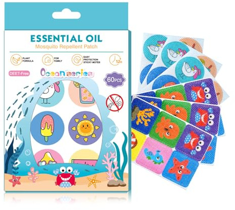 Dufuso Adesivi Per Zanzare Repellente, 60 Pezzi Cerotti Antizanzare Bambini, Cerotti Repellenti Per Zanzare per bambini e adulti per attività all'aperto, campeggio, pesca e viaggi