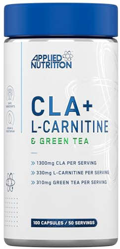 Applied Nutrition CLA + L-Carnitine & Green Tea - Fat Burner for Weight Loss, Energy & Metabolism Support (100 Capsules / 50 Servings)