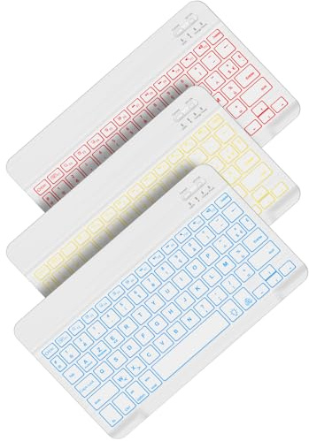 FOGARI Clavier Tablette Bluetooth 10 Pouces - AZERTY Français avec Rétroéclairage Clavier Léger Fin Keyboard pour iPad Samsung Galaxy Redmi/XiaomiPad HuaweiPad HonorPad pour Lenovo,Fire HD,Blanc