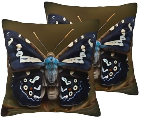 DUWAA Juego de 2 fundas de cojín decorativas con estampado de alas de polilla, tamaño estándar, para sofá, sala de estar o cama
