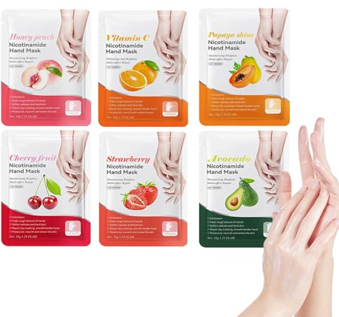 Masque Pour Les Mains, 6 Paires Gants Hydratants Pour Soin De Mains, Masques Hydratants Et Exfoliants Pour Les Mains, Gants De Masque Membrane de paume (main cakehand) (main, 6 pièces)