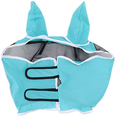 Omabeta Masque Anti-Mouches avec Oreilles, Protection UV Respirante et Confortable pour Chevaux, Tissu Léger, 1 unité (Taille S)