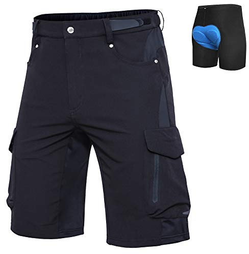 Ally MTB Hose Herren Radhose, Mountainbike Hose Fahrradhose Herren Kurz, Outdoor Sport Herren Radlerhose MTB Bike Shorts (Black, M)