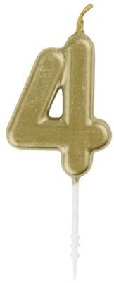 Mini Metallic Gold Number 4 Pick Birthday Candle (3cm x 11cm) - Elegant and Dazzling Party Decoration - Perfect for Birthday/Anniversary Events - 1 Pc