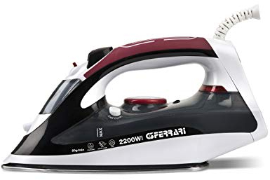 G3 Ferrari G40017 Califfo Ferro da Stiro a Vapore, 2200W, Piastra INOX, 100 g/min, Funzioni Self-Clean e spray, 280cc, Bianco/Nero