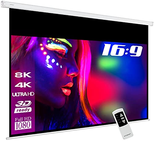 ESMART Professionnel MIMOTO Écran de Projection Moteur 186 x 105 cm (84) 16:9 | Télécommande programmable | Écran de Moteur d'écran de Projection de projecteur électrique de cinéma Maison