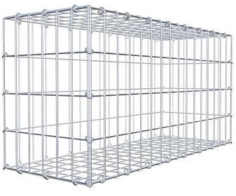 GABIONA Panier à pierre carré - Dimensions des mailles : 5 x 10 cm - Profondeur : 30 cm - Gabion : 80 x 40 x 30 cm (L x H x P) - Anneau en C