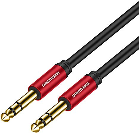 DREMAKE 25FT 1/4''(6.35mm Plug) TRS Guitar Cable, Jack 6.35mm Quarter Balanced Stereo Audio Male to Male Instrument Cable for Pro Audio, Saxophone, Microphone, Console, E-Piano, Electric Mandolin