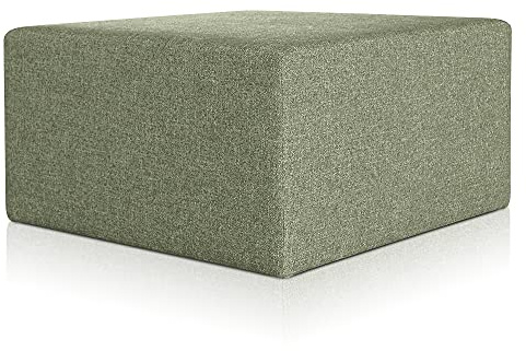 Deshome Pouf poggiapiedi 83x83x44 cm stoffa Idrorepellente: Pouf design moderno per divano soggiorno camera da letto, Puff poggiapiedi, Pouffe salotto Minerva (Verde oliva)