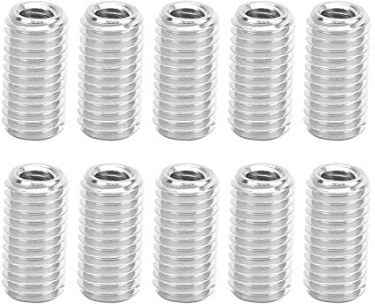 Fafeicy 10 piezas de tuerca de reparación de 20 mm, kit de conversión de manguito reducido de extensión de rosca de acero inoxidable 303, rosca hembra M6 x 1,0 y rosca macho M10 x 1,5, Tuerca