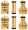 BLOSTM Brass Garden Hose Connector 6 Pack - Rustproof Hose Fittings & Connectors Set with 2 Double Male Connector, 2 x Hose ½” End Quick Connect, 2 x ½” Hose Tap Connectors - Fits Most Hoses