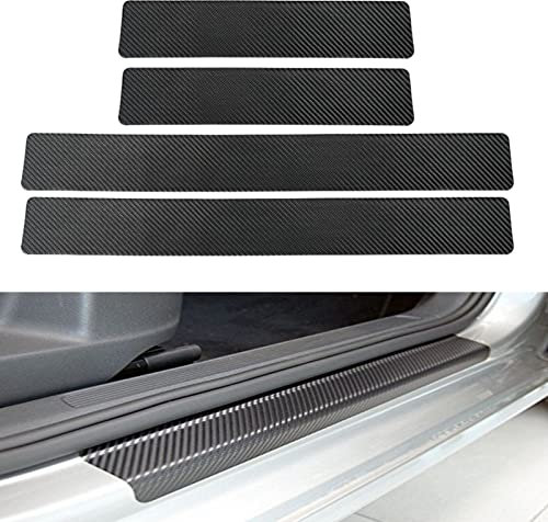 GZRUICA Door Sill Plate Protectors for Car - Universal Door Entry Guards Sill Scuff Cover Panel Step Protector, Welcome Pedal Protector Cover, Carbon Fiber, 4pcs/Set