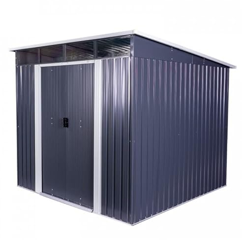 Grindi - Gerätehaus Metall Ribes II - Gartenhütte - Gartenhaus - Geräteschuppen 236x238x202 cm Schiebetür - Garten Schrank - Fahrradgarage - Shelter - Gartengerätehaus - Tiny House -