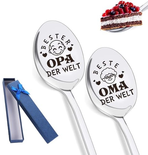 cucharas de café grabadas xlwen 2 pcs cucharillas de café grabado con el mejor abuelo y la abuela del mundo,cucharas de acero inoxidable con grabado,Regalos para abuela y abuelo,acero inoxidable