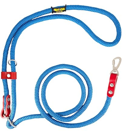 Laisse pour Chien, Mains Libres, Réglable, Fabriquée en Espagne, pour Petits, Moyens et Grands Chiens. Bleu & Rouge.