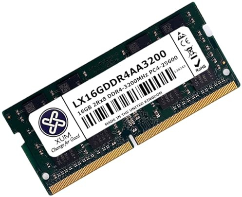 XUM 16GB Laptop Memory RAM DDR4 3200MHz PC4-25600 SODIMM Non-ECC Unbuffered Hynix IC 1.2V 2rx8 Dual Rank 260 Pin CL22 Notebook Laptop Memory Upgrade Module Made in the UK