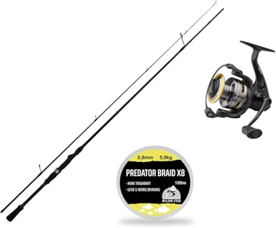 Maximus Rutenset Spinnrute Rolle geflochtene Schnur Set Angelset (Forelle)