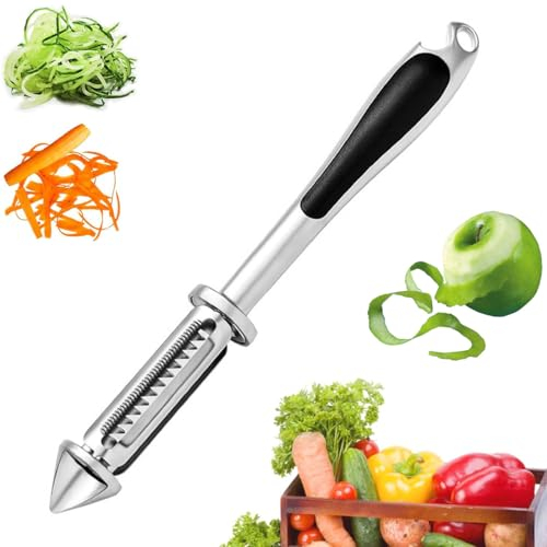 WJRQD Pelapatate girevole Premium - 5 in 1 Pelapatate affilato in acciaio inox con facile impugnatura antiscivolo, frutta resistente e lavabile